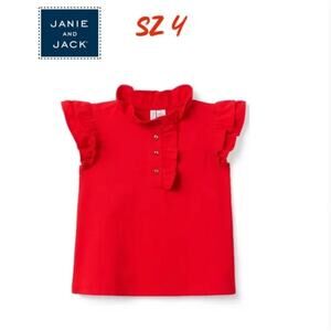 Janie and Jack The Ruffle Button Top red sleeveless Size 4 Red